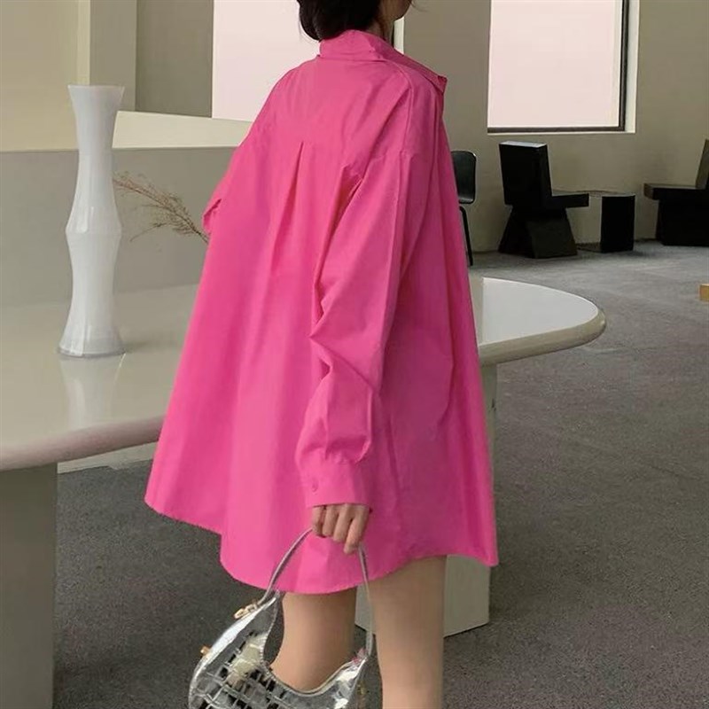 2025年新款小衫独特超洋气时髦设计感玫粉色衬衫搭领结长袖上衣