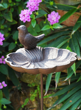 花园铸铁小鸟花插爬藤架包邮小动物麻绳架铁艺托盘复古收纳摆件