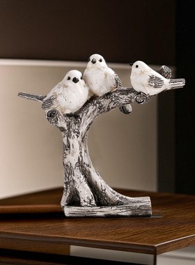 做旧风小鸟一家四口客厅电视柜摆件儿童房间餐厅装饰品乔迁礼品