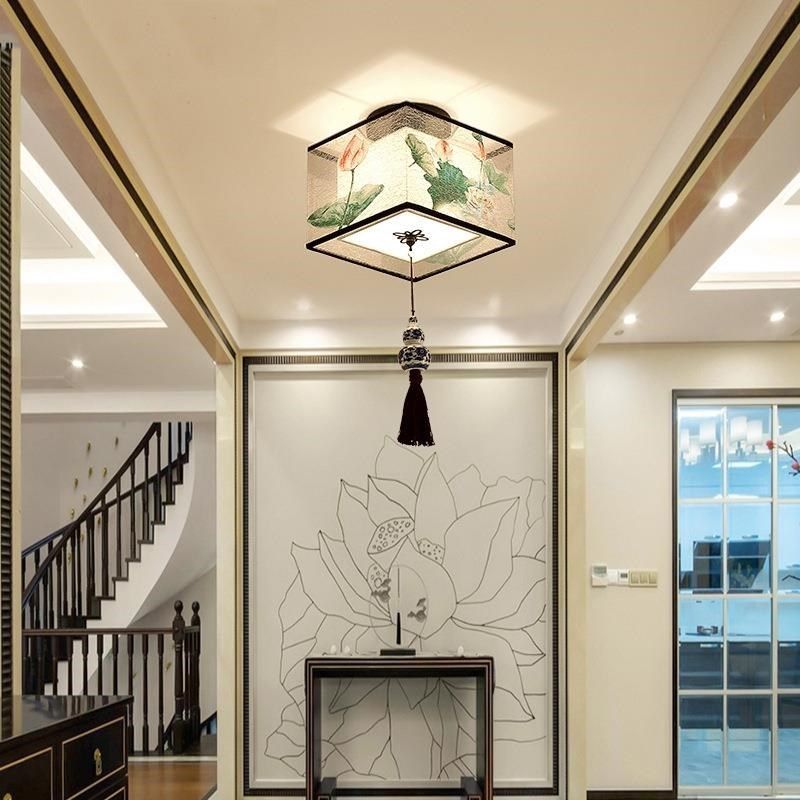 新中式单头简约吸顶灯花鸟布艺过道灯走廊灯玄关灯圆形方形灯入户,家装灯饰光源,厨卫/阳台/玄关/过道吸顶灯,淘宝优惠券,粉丝福利购,淘宝优惠卷