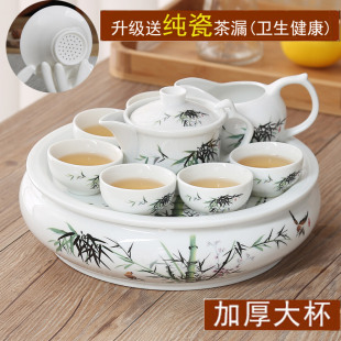 家用小客厅瓷整套家庭简约陶瓷喝茶茶壶茶盘 潮汕功夫茶茶具套装