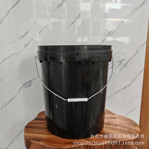 厂家25L塑料桶圆形pp塑料25kg涂料桶黑色化工塑料桶加厚螺旋