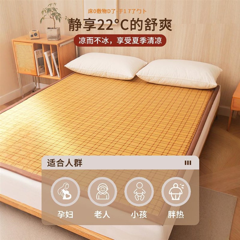 2024新款冰藤席午睡垫日式榻榻米凉席简约加厚夹棉冰丝席学生竹席
