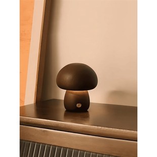 OO 蘑菇小夜灯实木卧室床头睡眠夜灯高级感充电装饰氛围灯