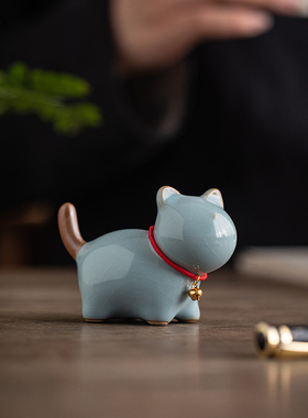 陶瓷可爱小动物猫咪摆件家居客厅桌面装饰创意微景观萌宠小狗造景