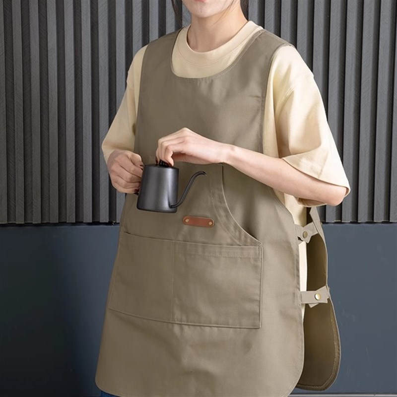 时尚帆布无袖马甲式罩衣防水咖啡饭店超市餐厅工作服男女定制印字