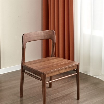 黑胡桃木小云椅实木餐桌椅子小户型家用靠背餐椅无扶手简约书桌椅