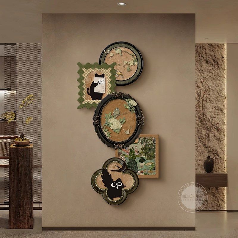 中古风玄关装饰画 画高级感入户正对门挂画 画年新款LD灯发光壁画,家居饰品,氛围画/灯画,淘宝优惠券,粉丝福利购,淘宝优惠卷