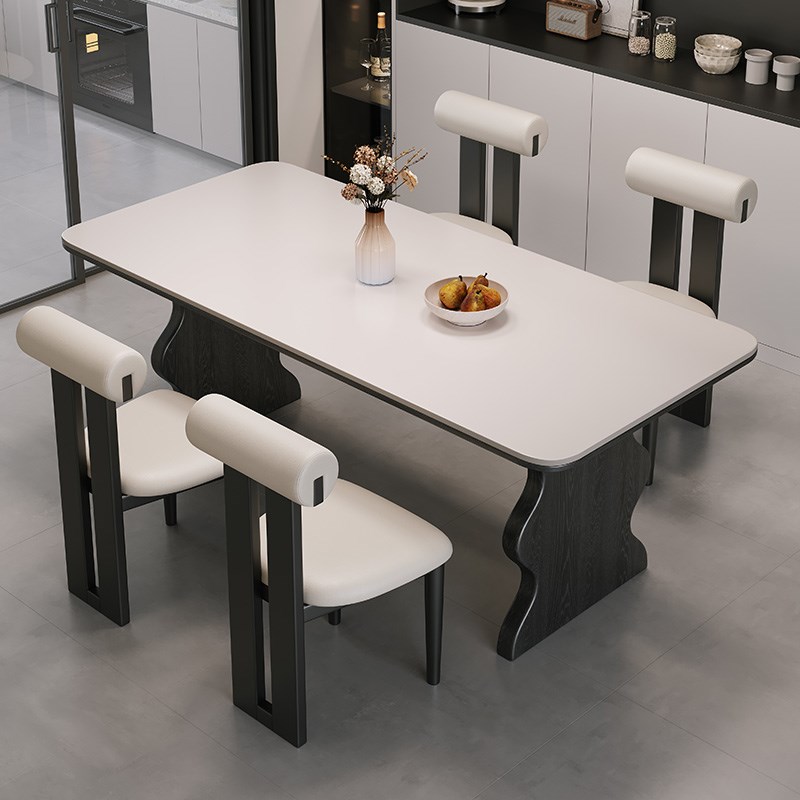 馨佰利涟漪岩板餐桌椅202新款家用饭桌侘寂极简小户型实木西餐桌