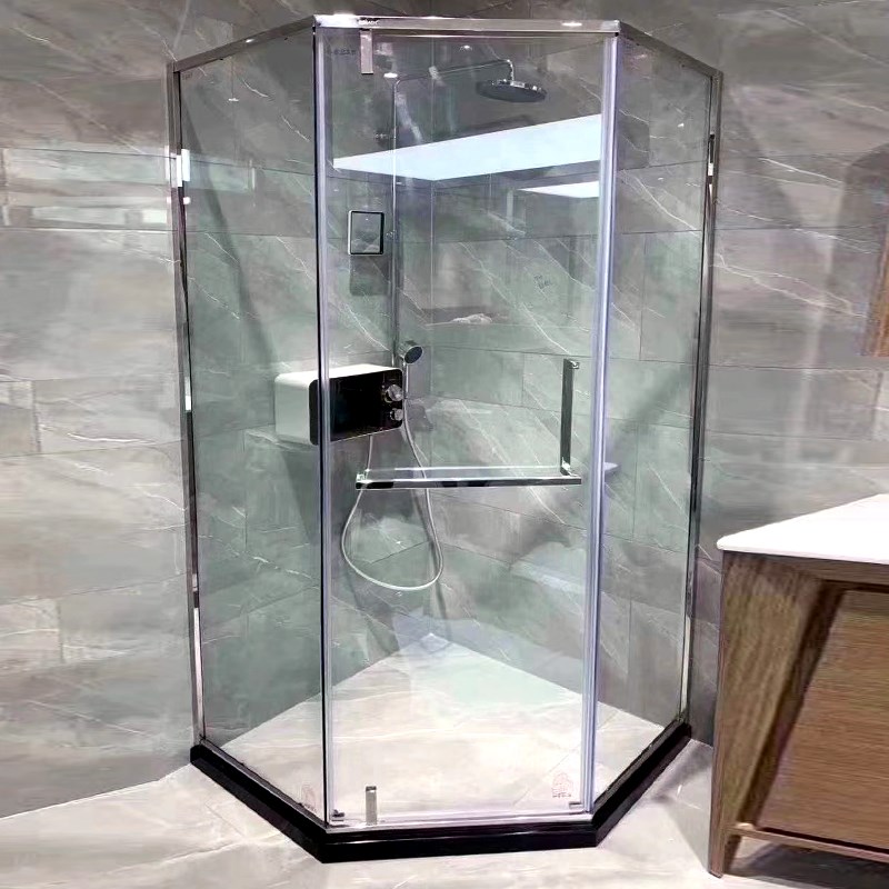 极窄边哑黑钻石淋浴房浴室干湿分离定制钢化玻璃不锈钢洗澡隔断