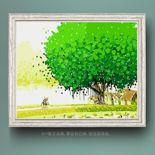 di数字油画风景春色治愈解闷手工绘填充上色装饰油彩画新款