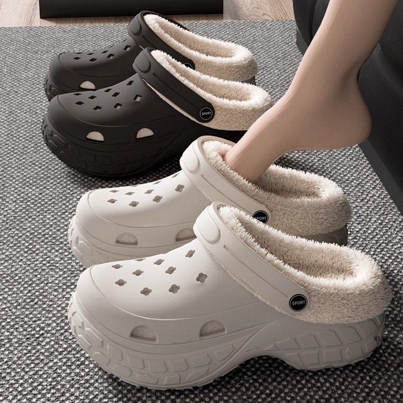 秋冬保暖ins风男女情侣洞洞鞋