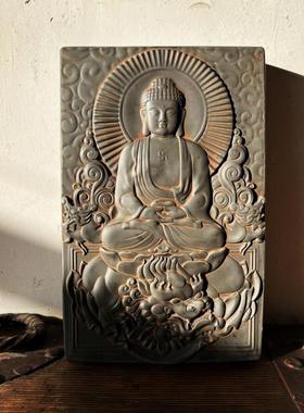 中式覆古汉砖雕刻佛像客厅书房装饰古典文房家居茶室砖雕摆件