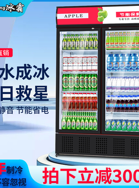 冰霜饮料展示柜冷藏单双门冰箱商用啤酒水柜超市保鲜柜立式冰柜
