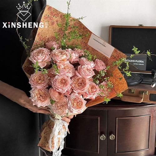 芯苼 复古皮革纹理软布鲜花束包花资材手工花艺diy花店包装纸材料