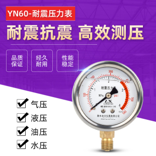 压力表YN60耐震径向压力表油压水压气压液压表0-1.6/2.5MPa多量程