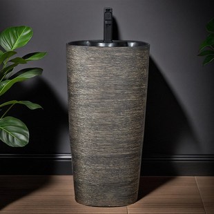 洗脸盆家用 工业风立柱盆小i户型落地洗手盆户外一体陶瓷盆立柱式