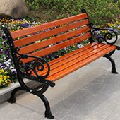 公园椅子户外长椅庭院园林休闲广场椅实木靠背椅铸铁铝防腐木长凳