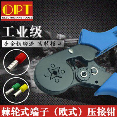 台湾OPT工业四边形管型端子压线钳针型欧式端子压接钳DL-6/10/16A