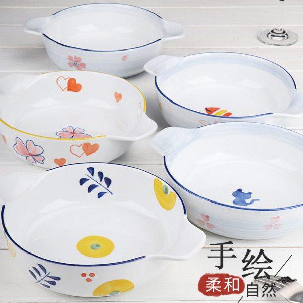 7"日式双耳烤盘 家用烤箱烤盘微波炉长方形芝士焗饭盘子烤肉盘烤,厨房/烹饪用具,烧烤盘,淘宝优惠券,粉丝福利购,淘宝优惠卷