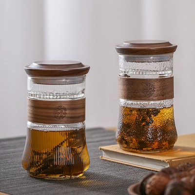 日式玻璃b泡茶杯月牙杯过滤不烫手大号带盖茶具大容量功夫茶杯茶