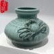 宜兴青瓷家居装 饰品陶瓷花器花插花瓶书房客厅摆件点彩招财蟹篓尊