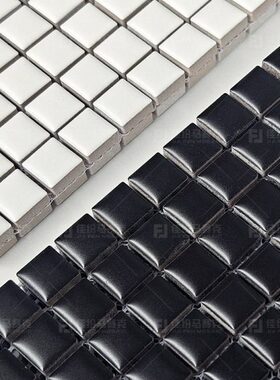 佳纷简约黑白色哑光陶瓷马赛克15X15mm颗粒餐厅吧台淋浴背景瓷砖