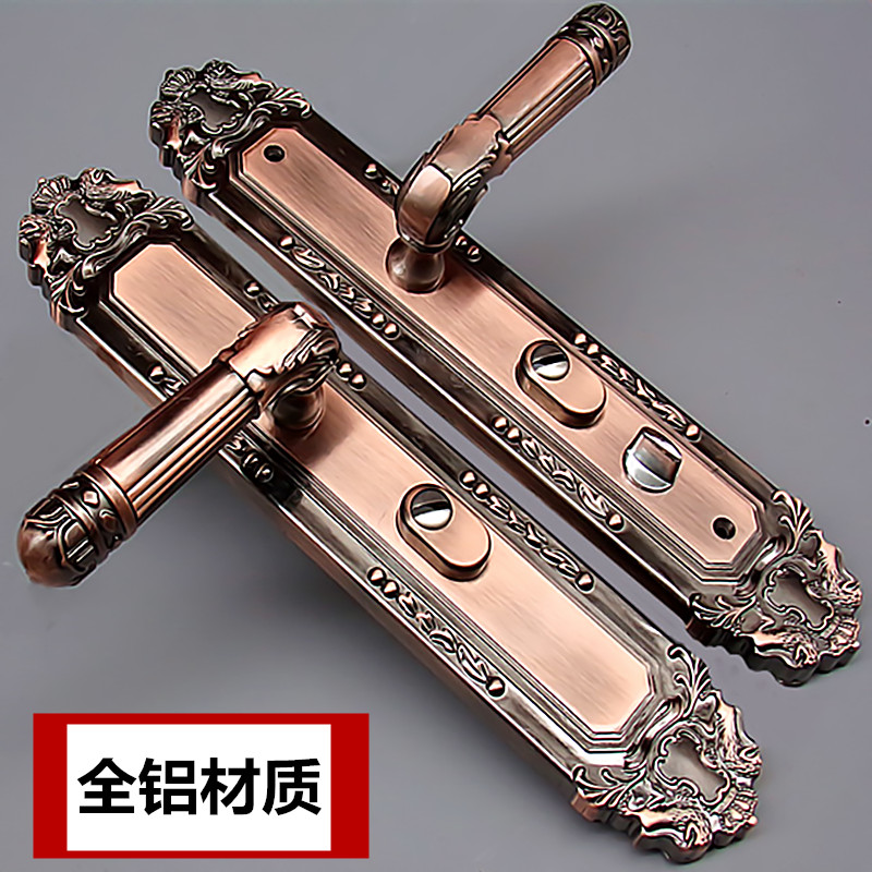防盗门把手老式锁具红古铜大门执手内锁入户M门锁加厚铝合金门拉