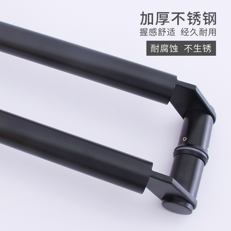 不锈钢玻璃门拉手电镀中砂加厚刀头型斜拐脚有框门推拉门拉手把手