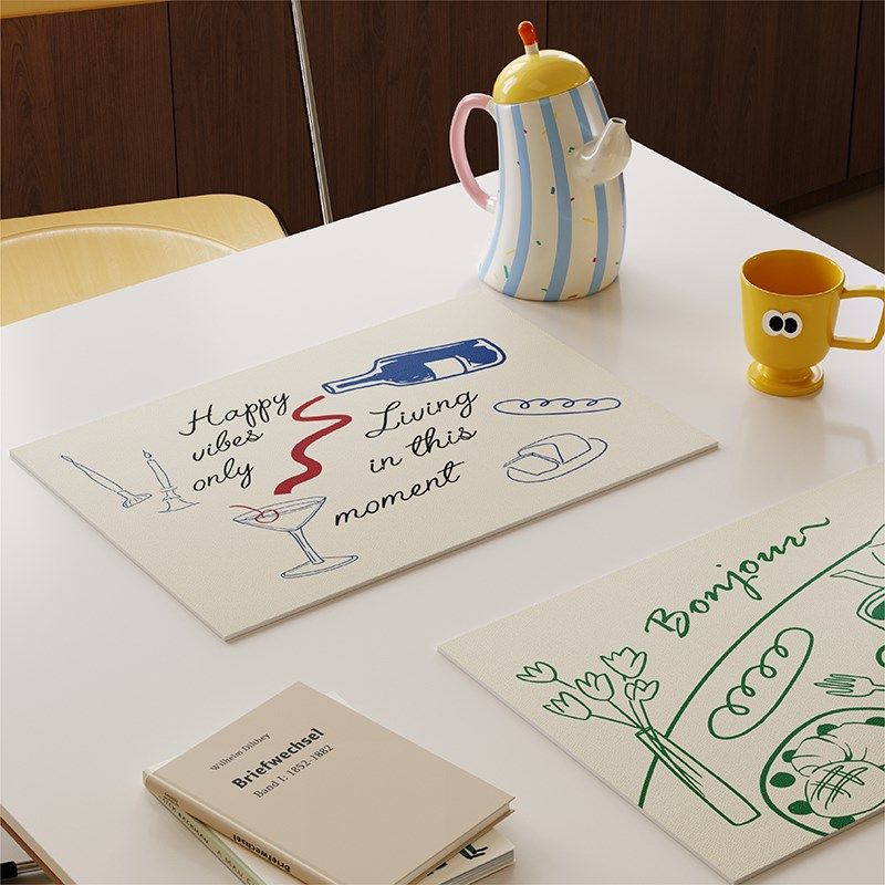 法式in风高级感餐垫皮革防水防油免洗碗杯垫家用隔热桌面垫,居家布艺,餐垫,淘宝优惠券,粉丝福利购,淘宝优惠卷