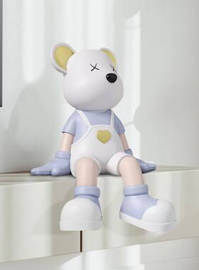 创意公仔爱心背带裤坐姿暴力熊落地大摆件客厅玄关电视柜乔迁礼品