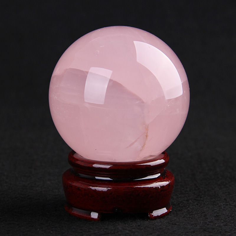 天然粉水晶球粉晶球饰品家居水晶球送朋友