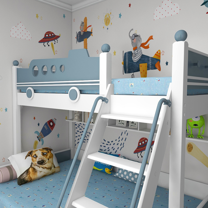 壁纸儿童房男孩卡通飞机墙纸卧室无缝墙布星空壁画定制壁布背景墙