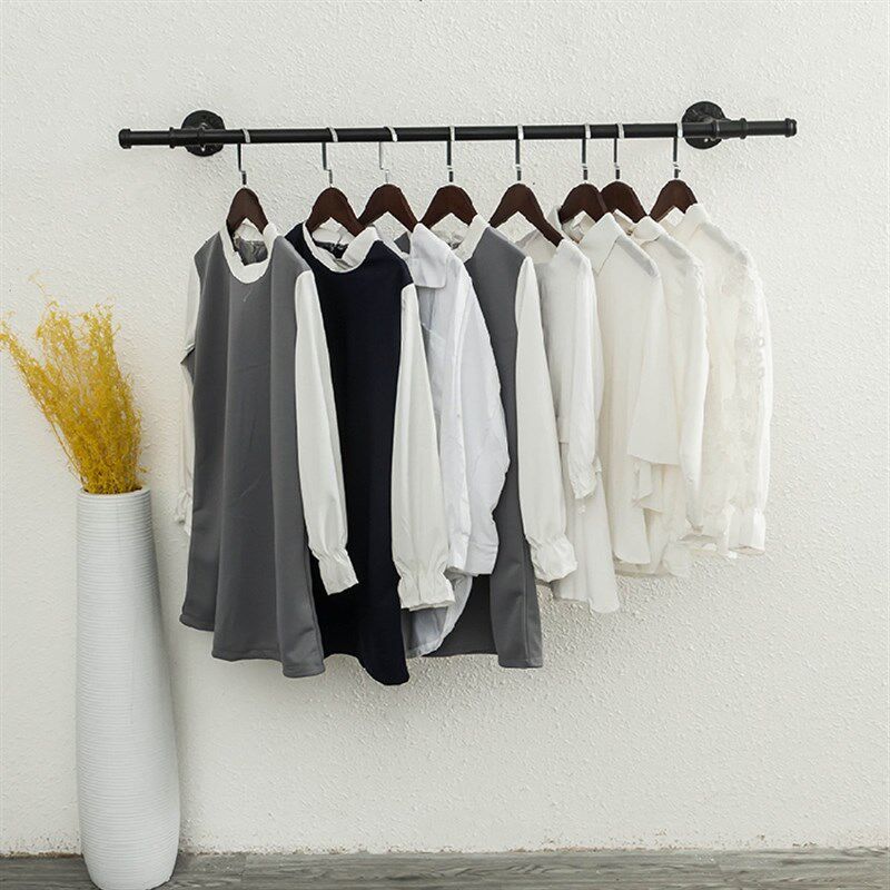 打孔阳台晾衣杆固定单杆式晾衣架室内凉衣杆卧室墙壁挂衣架