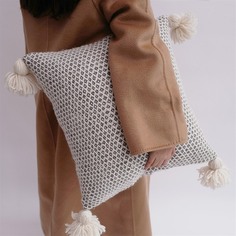 Roomology 摩洛哥手工纯羊毛编织Pompom毛球抱枕靠枕沙发靠垫