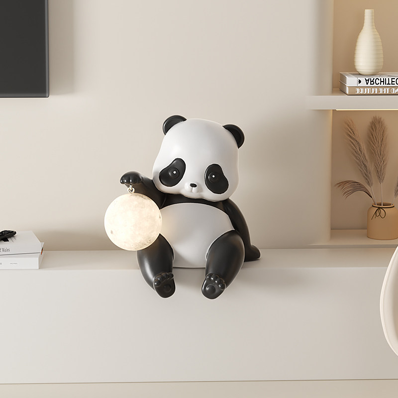 熊猫坐姿客厅电视背景吊脚装饰落地卧室床头柜小夜灯乔迁礼品,家居饰品,落地摆件,淘宝优惠券,粉丝福利购,淘宝优惠卷