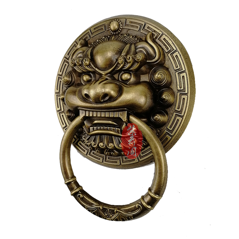 中式仿古铜拉手狮头虎头麒麟兽首门环大门配件复古对开门庭院装饰