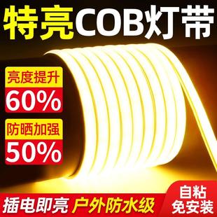 220v超亮led灯带客厅屋檐外墙摆摊户外防水软灯条家用白光线条灯