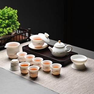 大师级羊脂玉白瓷茶具套装 家用轻奢高档2025新款 盖碗功夫茶礼盒装