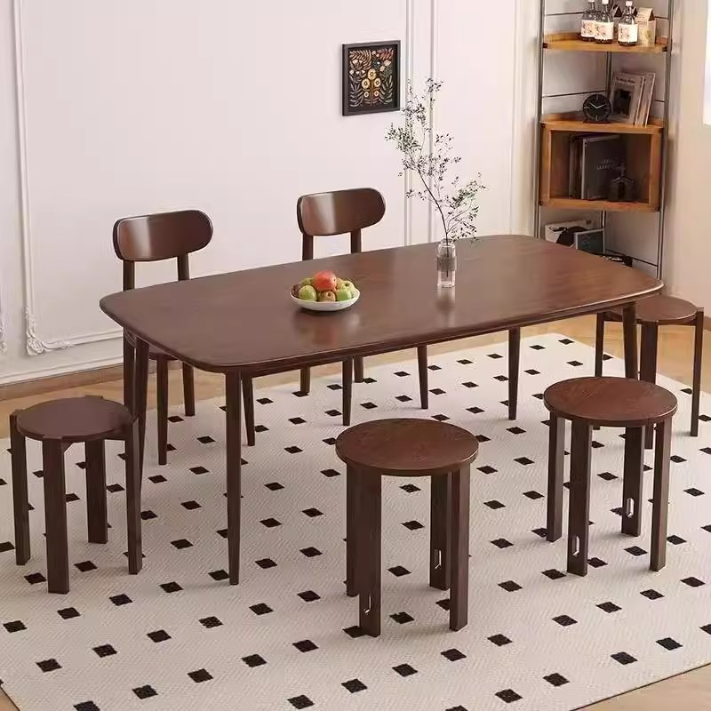 实木圆凳子茶几凳家用可叠放凳中古风凳子餐桌凳新中式叠叠乐矮凳