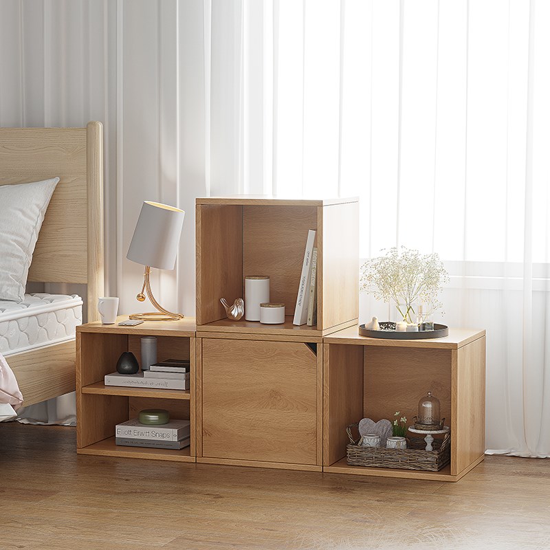 简约书柜书架带门自由组合格子柜置物柜简易靠墙储物柜多层收纳柜