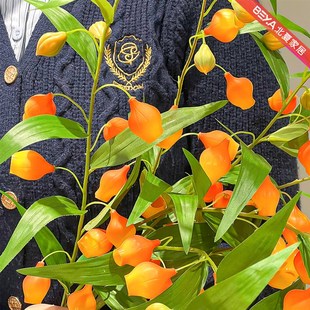 宫灯百合仿真假摆设客厅餐桌装饰电视柜斗柜绢艺