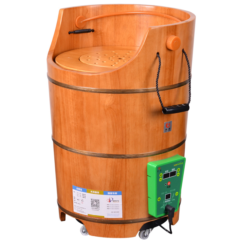 熏蒸一体泡脚木桶家用加热恒温桶木质盆足浴洗脚木盆过膝高深桶