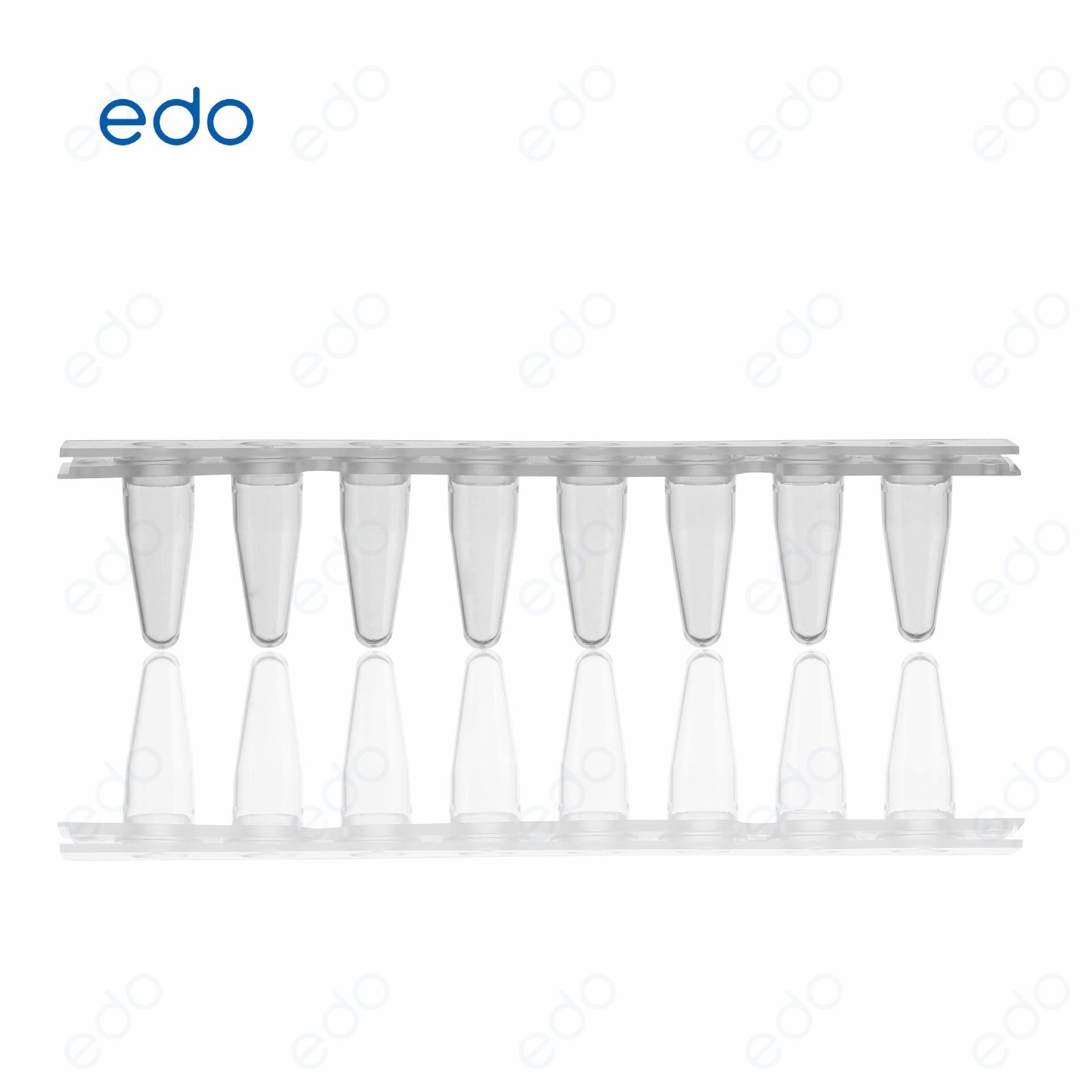 EDO 0.2ml荧光定量PCR八联管8连排平盖连盖0.1ml八连排透明矮管