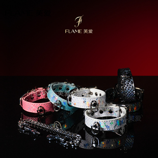 Puppy镭射蛇纹真皮牛皮K8K9手环脚环拷带链子cosplay道具定制刻字