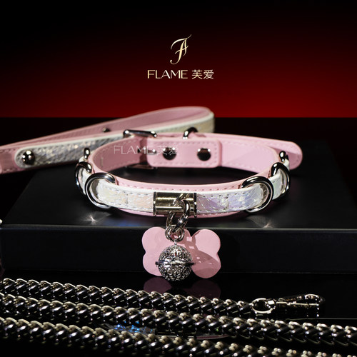 FLAME*粉白撞色蛇纹铃铛项圈choker情侣颈饰脖圈项链定制刻字m
