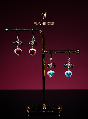 FLAME蝴蝶结爱心吊坠弹力夹橡圈可调节松紧易佩戴酒红色粉色