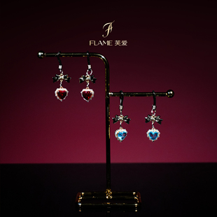 FLAME蝴蝶结爱心吊坠弹力夹橡圈可调节松紧易佩戴酒红色粉色