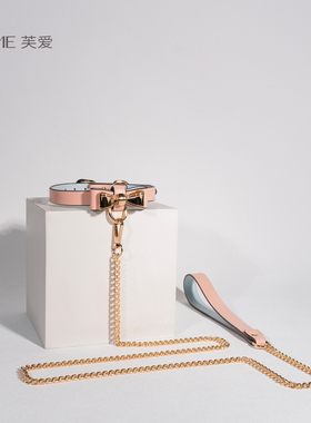 蝴蝶结项圈女皮质choker复古颈环puppy小狗链k8k9牵引绳