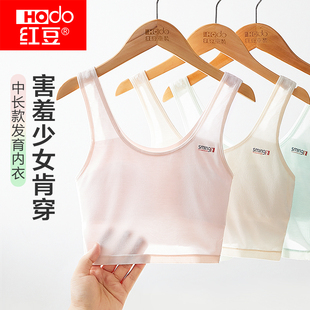 红豆女童内衣发育期小学生一阶段中长款文胸女孩儿童莫代尔小背心